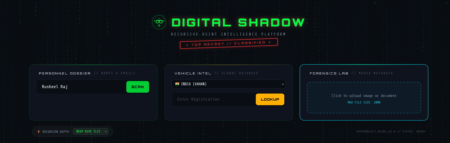 Digital Shadow Agent — Main Dashboard